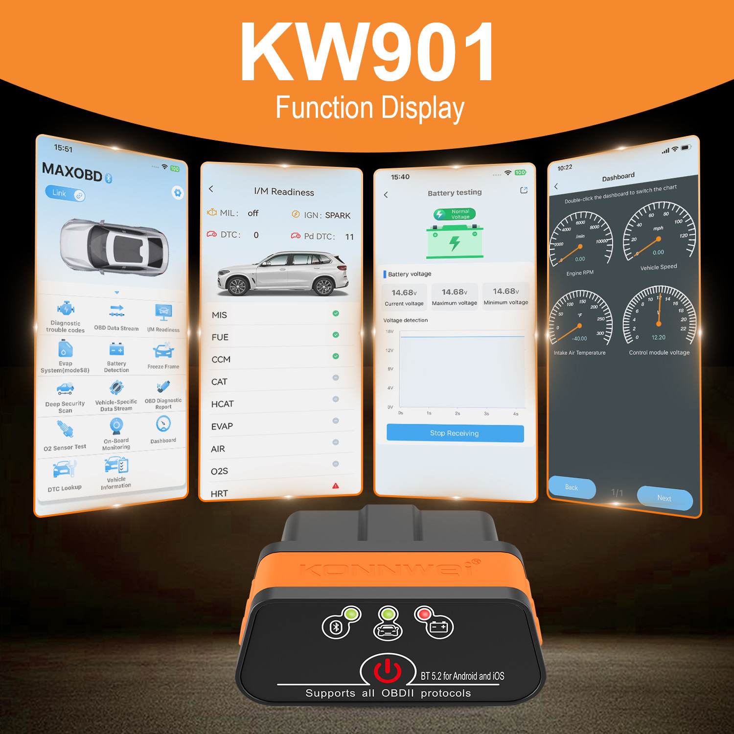 MINI OBD2 KW901 Bluetooth 4.0  - đánh giá và giá Power Tools English