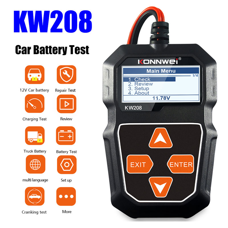KONNWEI KW208 Car Battery Test - đánh giá và giá Power Tools English