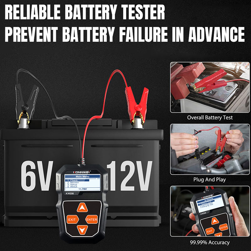 KONNWEI KW208 Car Battery Test - đánh giá và giá Power Tools English