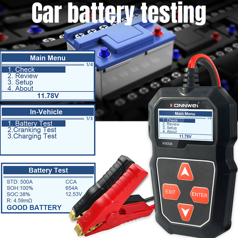 KONNWEI KW208 Car Battery Test - đánh giá và giá Power Tools English