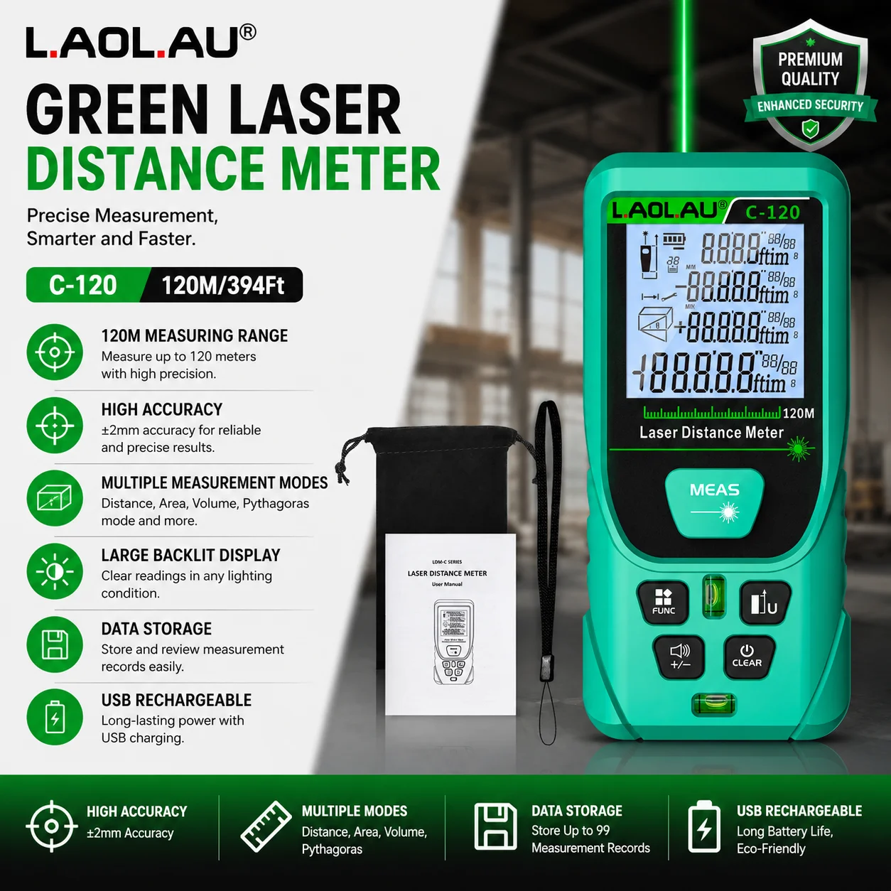 LAOLAU Digital Laser Range Fin - đánh giá và giá Power Tools Green